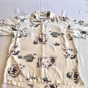 Monte Carlo Playing Cards Print Button-Up Shirt Mens XL Casino Graphic